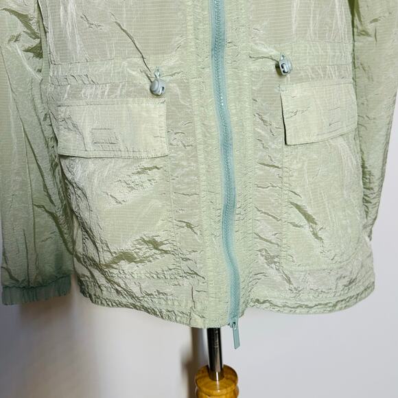 Savvi Lightweight Light Green Nylon Hooded Jacket Size Medium - Picture 5 of 10
